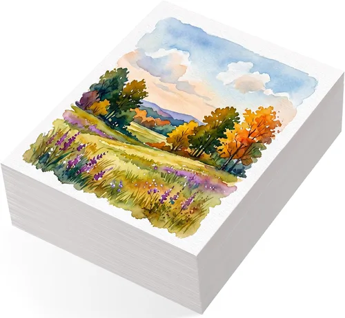 Vista 9 de 240 hojas de papel de acuarela a granel, papel de prensa en frío de 110 lb/230 GSM, papel de color de agua blanca para dibujar tarjetas de regalo