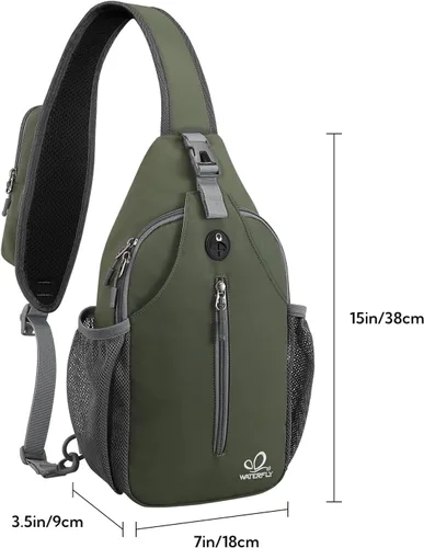 Vista 39 de Waterfly - Mochila cruzada tipo bandolera para viajes y caminatas, bolsa de pecho, Gris, talla única