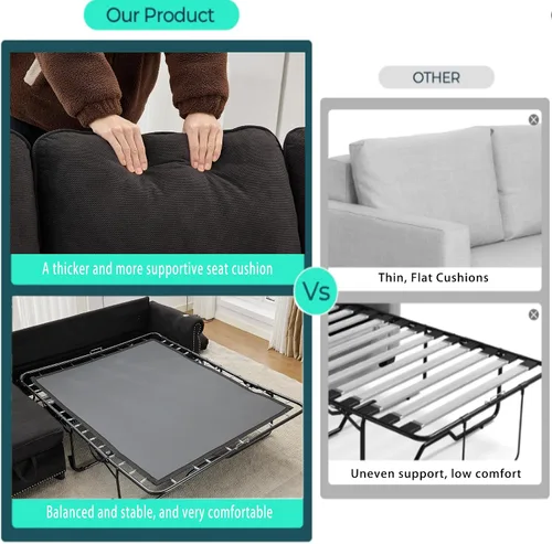 Vista 7 de 106" L Shaped Pull Out Sofa Bed, Modern Modular 4 Seater Storage Couch, 2-in-1 Sleeper Sofa Bed with Reversible Chaise and Wireless&USB Ports