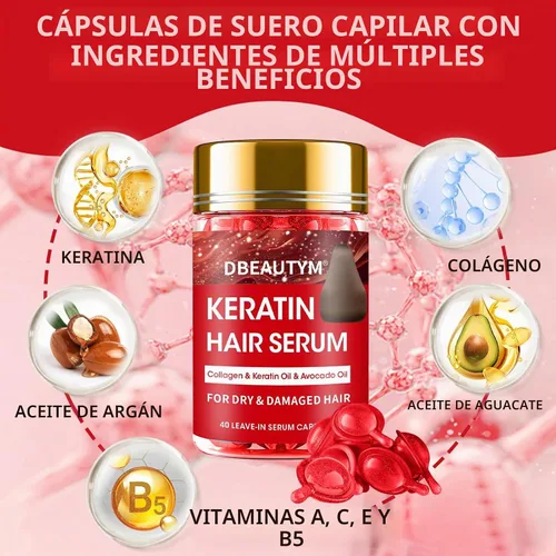 Vista 2 de Tratamiento capilar de queratina, suero capilar para cabello encrespado y seco dañado, cápsulas de aceite para el cabello con queratina, aceite