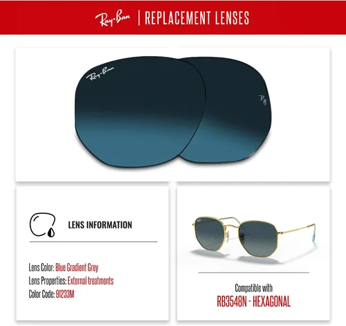 Vista 2 de Ray-Ban Original HEXAGONAL RB3548N Replacement Lenses + Bundle with Designer iWear Eyewear Care Kit