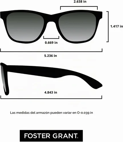Vista 6 de Foster Grant, Hombres, Backstop Wrap Gafas de sol polarizadas, Negro/Negro, 5.906 in, Negro