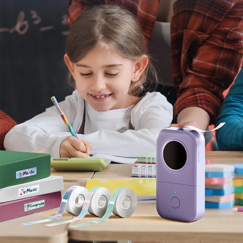 Vista 2 de Phomemo D30 - Etiquetadora pequeña con cinta, portátil, Bluetooth, impresora térmica de adhesivos recargable, fácil de usar para organizar hogar
