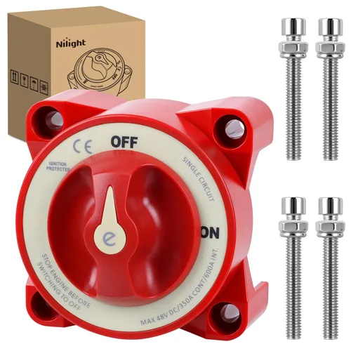 Vista 27 de Nilight Battery Disconnect Switch with Waterproof Key and Cover 12V 24V On Off Battery Master Isolator Cut Off Power Kill Switch for Car Marine Boat