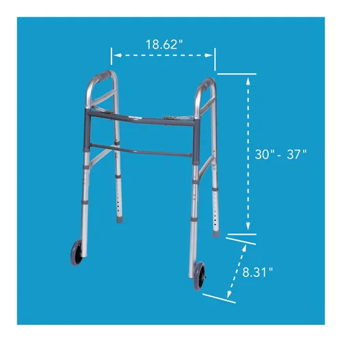 Vista 4 de Carex Andador plegable con ruedas para personas mayores, andador médico portátil con altura ajustable, 30-37 pulgadas, ayuda de movilidad
