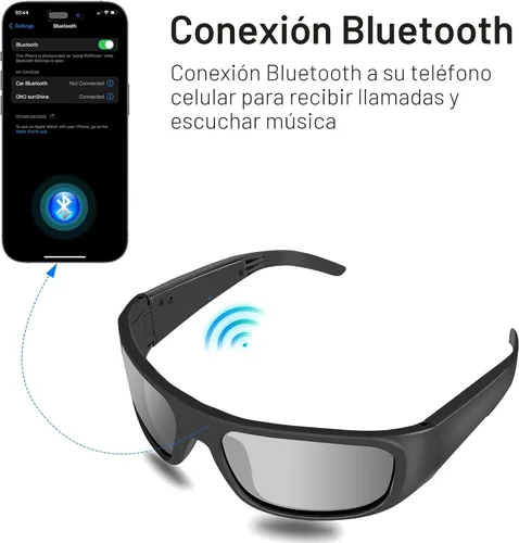 Vista 3 de OhO - Lentes inteligentes, lentes de sol polarizados con altavoz Bluetooth, protección UV atlética/exterior y control de voz, unisex (lente gris)