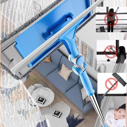 Vista 7 de Limpiador de ventanas, 2 en 1, herramienta de limpieza de ventanas, kit de equipo telescópico de lavado de ventanas con cabezal flexible y 2