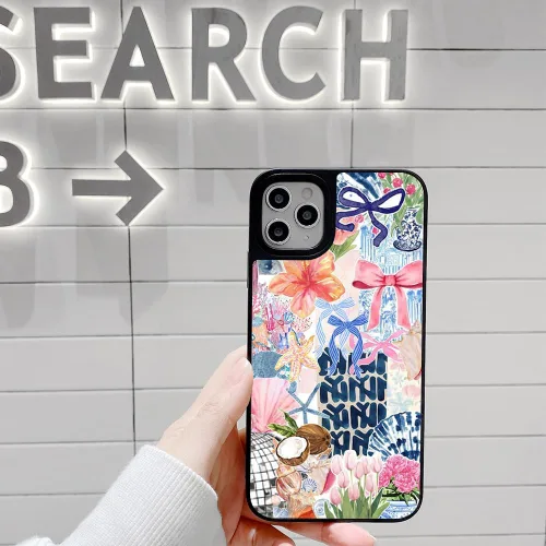 Vista 5 de Funda para iPhone 7 Plus/8 Plus, diseño moderno y estético de playa costera, parte trasera de policarbonato duro brillante, parachoques de TPU