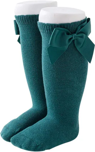 Vista 13 de BULINGNA Medias de princesa con lazo para bebé, color sólido, con volantes, hasta la rodilla, para uniforme escolar, leggings Surtido 6 pares
