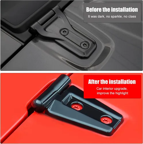Vista 5 de 2 piezas de cubierta de bisagra de capó y accesorios de moldura para Jeep Wrangler JK y Unlimited 2007-2018 (Negro)