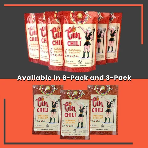 Vista 7 de Cin Chili Mix Salsa de condimentos deliciosamente molesta para cocinar o hornear, paquete de 3