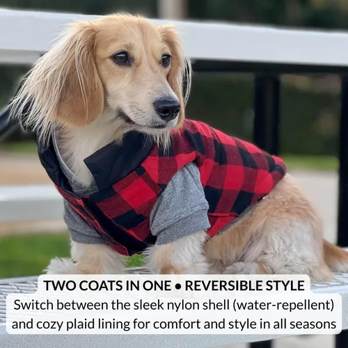 Vista 3 de DJANGO Abrigo de invierno reversible para perros con acolchado – Chaqueta de invierno cálida para perros y abrigo aislante repelente al agua