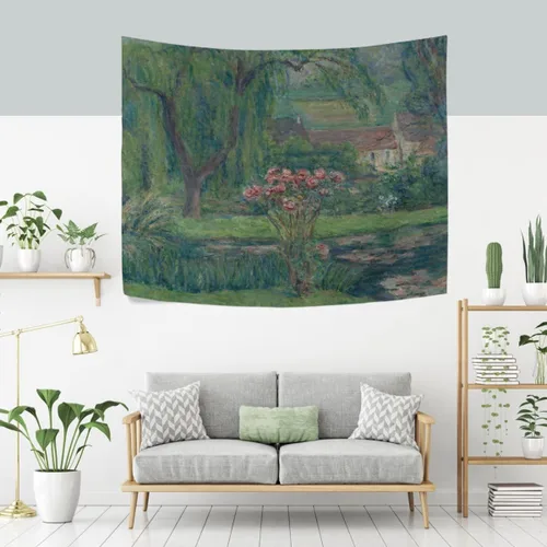 Vista 2 de WIHVE Tapiz de pared con diseño de rosas Monet, para colgar en la pared, 60 x 40 pulgadas