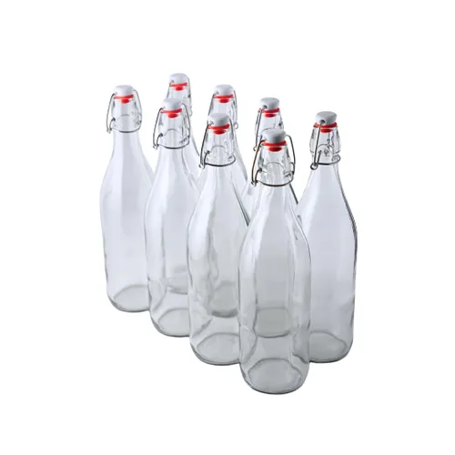 Vista 10 de FastRack Botellas de vidrio con tapa abatible de 33 onzas, paquete de 6, botellas de vidrio transparentes con tapa abatible para elaboración casera
