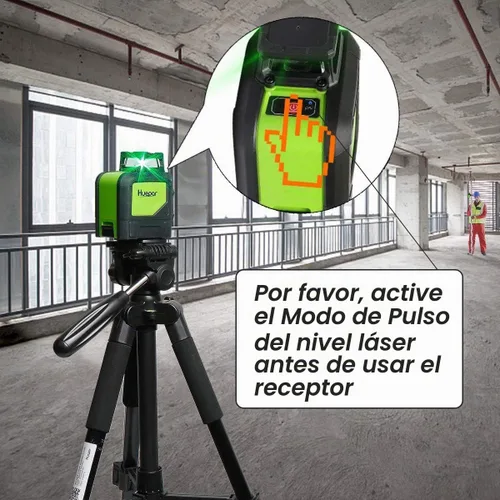 Vista 2 de Huepar Detector láser LR-6RG para nivel láser, compatible con niveles láser Huepar y Pro con solo modo de pulso, receptor láser de detección