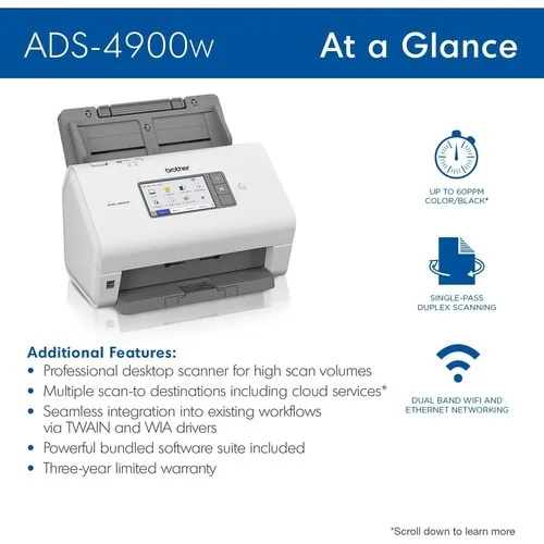 Vista 6 de Scanner ADS4900W Wifi, Velocidad 60 ppm