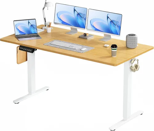 Vista 9 de Smug Escritorio de pie de altura ajustable de 40 pulgadas, mesa de computadora eléctrica para sentarse, de pie, mesa de computadora ergonómica