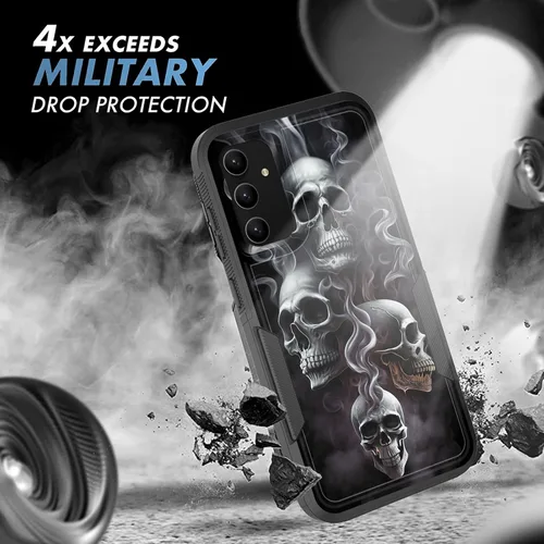 Vista 62 de Funda para Galaxy A14 5G, resistente de doble capa híbrida de policarbonato duro, goma suave, a prueba de golpes, funda protectora resistente