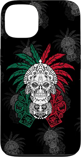 Vista 7 de Aztec Warrior Skull - Funda para iPhone 17, diseño de antepasados mexicanos