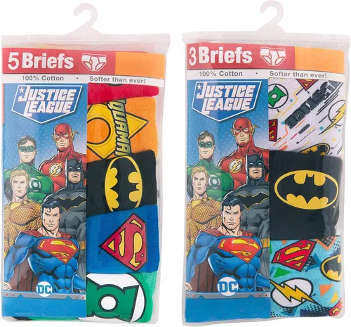 Vista 3 de DC Comics Boys' 100% Cotton Briefs with Prints Including Superman, Batman, The Flash Logos, Sizes 23t, 4t, 4, 6, 8