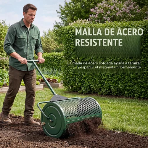 Vista 4 de Best Choice Products Esparcidor de compost, esparcidor de musgo de turba de 24 pulgadas, esparcidor de césped y suelo de acero resistente