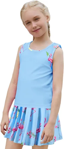 Vista 6 de MODAFANS Conjunto deportivo de camiseta sin mangas y pantalón corto para niñas Mármol Aqua