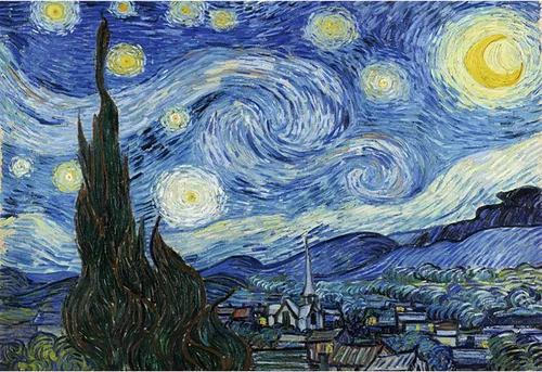 Vista 5 de Van Gogh Noche estrellada de 5 x 3 pies, fondo de fotografía estética de noche estrellada, pintura al óleo, arte abstracto, decoración rústica