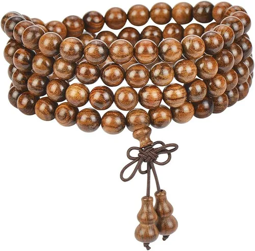 Vista 59 de Mala Beads Pulsera 108 0.315 in Meditación Sándalo Elástico..