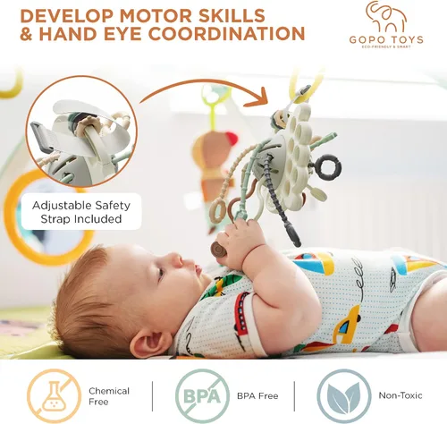 Vista 7 de GOPO TOYS Juguetes Montessori para niños mayores de 18 meses – Juguetes de clasificación y apilamiento de madera y juguete de actividad de cuerda