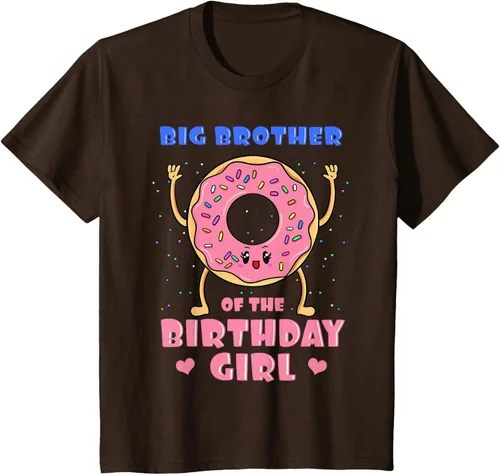 Vista 53 de Big Brother Of The Birthday Girl Donut Bday Party Bro Sib Camiseta, Negro, S