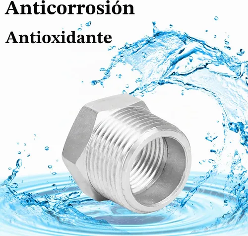 Vista 6 de 2 Piezas Buje Hexagonal Reductor, Acero Inoxidable 304 de 1" Macho NPT a 1/2" Hembra NPT (1"MNPT - 1/2"FNPT) Accesorio de Tubería Buje Hexagonal
