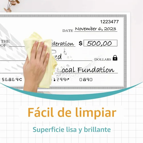 Vista 5 de Big Check - Cheque gigante reutilizable en blanco de 30 x 16 pulgadas para premios y donaciones