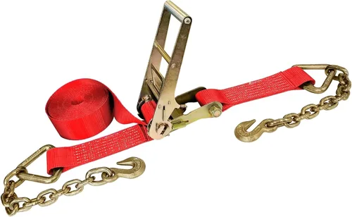 Vista 9 de Mega Cargo Control Correas de trinquete de 3 pulgadas x 30 pies con ganchos de agarre y extremo de cadena, correas de anclaje negras - 1 paquete