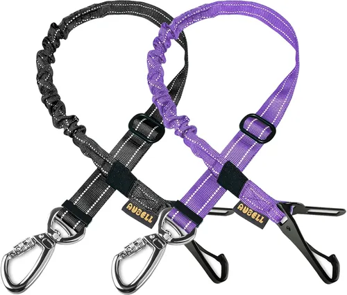 Vista 16 de AUBELL Cinturón de seguridad para perro, 3 en 1, ajustable, reflectante, resistente, arnés de perro con gancho de clip, cierre y hebilla, mosquetón