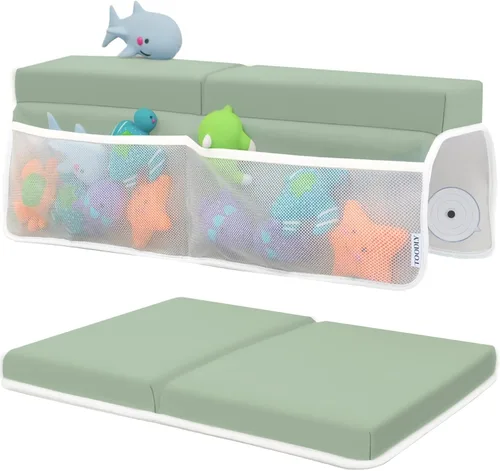 Vista 10 de Cómodo juego de rodilleras y coderas de baño para bebé, almohadilla gruesa de espuma viscoelástica con soporte para el codo, cojín de bañera