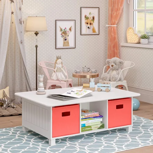 Vista 2 de RiverRidge Home RiverRidge - Mesa de actividades, color blanco con cubos de coral