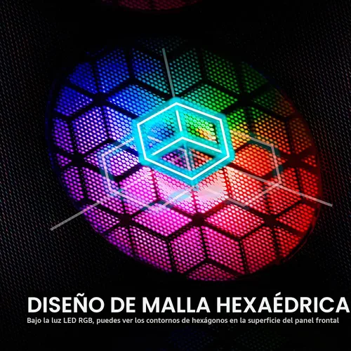 Vista 3 de RAIDMAX X921 Mesh Airflow ATX Mid Tower Gaming PC Case, 6 ventiladores de color RGB estáticos de 4.724 in preinstalados, panel lateral de vidrio