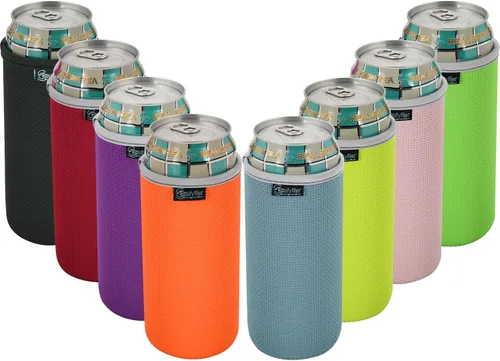 Vista 8 de Beautyflier Paquete de 8 fundas aislantes antideslizantes de neopreno en relieve regular de 12 onzas para latas de cerveza de 0.118 in de grosor
