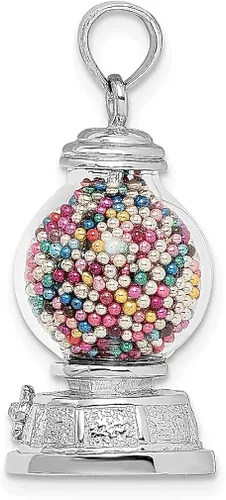 Vista 2 de Collar con colgante de cristal de oro blanco de 14 quilates 3 D máquina de chicles movible joyería fina para mujeres regalos para ella Vidrio