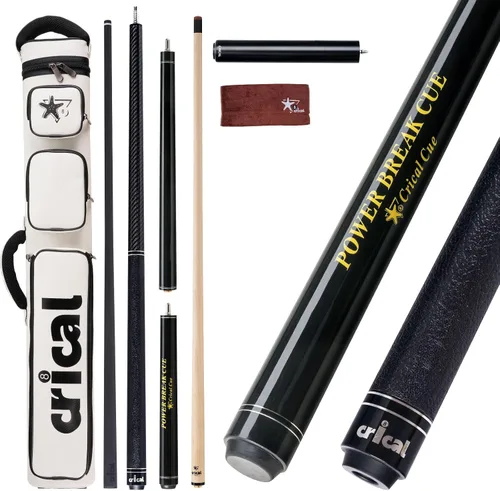 Vista 20 de CRICAL Pool Cue Set, 58" Pro Taper Carbon Fiber Playing Stick with 12.5mm Tip, 3/8×8 Joint, 54.3" Maple Jump Break Stick with 13.5mm Bakelite Tip
