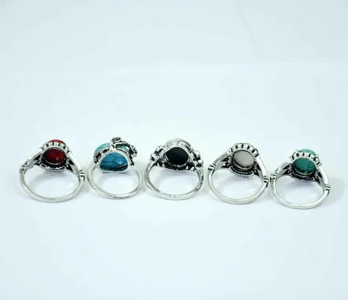 Vista 3 de XSWLKJ Lotes al por mayor 30pcs anillos de acero inoxidable para mujer al por mayor lotes mezclados anillo de piedra natural