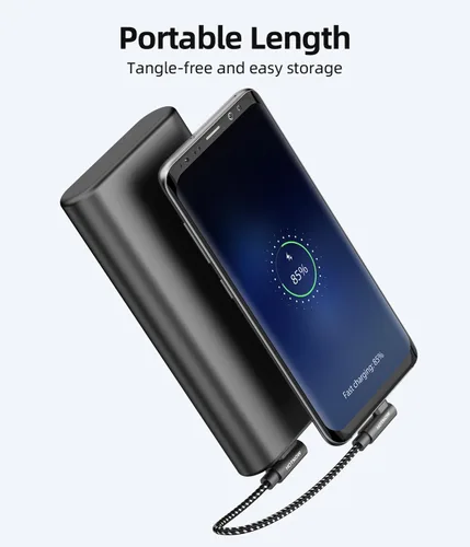 Vista 3 de Cable USB C corto de ángulo recto de 0.5 pies, paquete de 3 cables de carga USB C de 6 pulgadas, cable de carga rápida trenzado de nailon