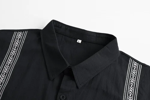 Vista 4 de Eymitory Camisas de guayabera cubana para hombre, de algodón, ajuste relajado, de lino, manga corta, camisa de playa, con botones