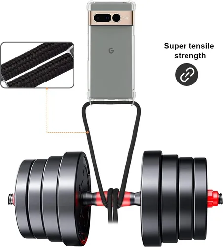 Vista 2 de Para Google Pixel 7 Clear Lanyard Case Ajustable Hombro Cuello Crossbody Correa Cubierta Del Teléfono Mujeres Niñas Suave Delgado Bumper A Prueba De
