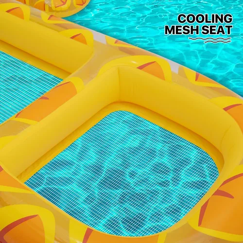Vista 4 de MoNiBloom Flotadores inflables 2 en 1 para piscina para adultos, flotadores gigantes de piscina con portavasos desmontable, tumbona de agua