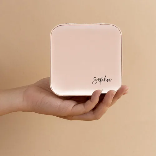 Vista 7 de Andaz Press Joyero personalizado para mujeres, estuche de viaje portátil pequeño de 4 x 4 pulgadas, organizador de almacenamiento para accesorios