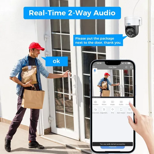 Vista 6 de Seguimiento humano + vista de 330°: sistema de cámara de seguridad Hiseeu 4K PoE, monitor todo en uno de 12 pulgadas, 8 cámaras de seguridad PoE PTZ