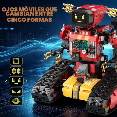 Vista 2 de 5 in 1 Stem Robot Building Kit for Kids,Remote & App Robot,896 Pcs