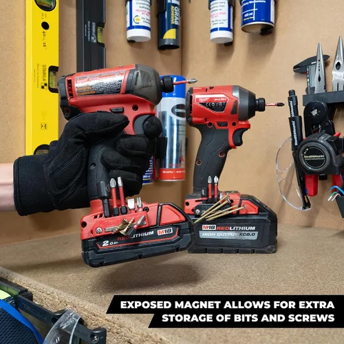 Vista 2 de StealthMounts Soporte magnético para puntas Milwaukee M18 (paquete de 2) - Rojo Fabricado en Reino Unido