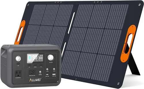 Vista 10 de ALLWEI Estación de Energía Portátil 300W, Generador Solar de 280Wh con Toma de CA de Onda Senoidal Pura de 110V, Generador de Batería de Litio